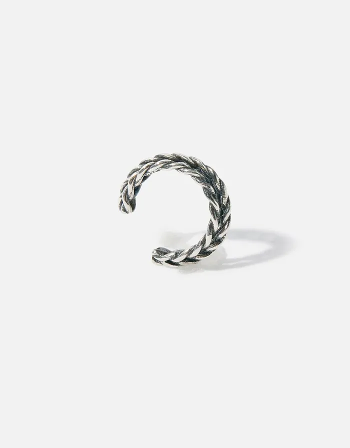 Accessorize Sterling Silver Oxidised Rope Ear Cuff Women Earrings
