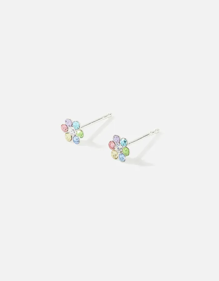 Accessorize Sterling Silver Pastel Flower Studs Women Earrings