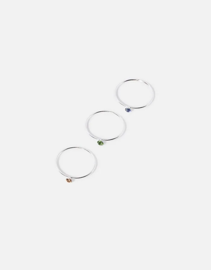 Accessorize Sterling Silver Pastel Stacking Rings Silver St Silver Women Rings