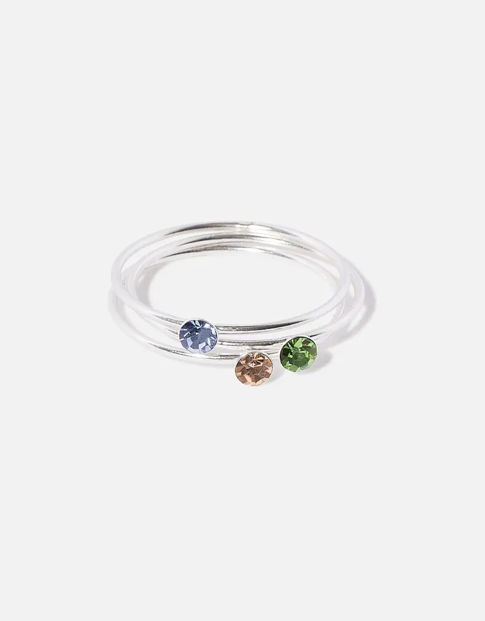 Accessorize Sterling Silver Pastel Stacking Rings Silver St Silver Women Rings