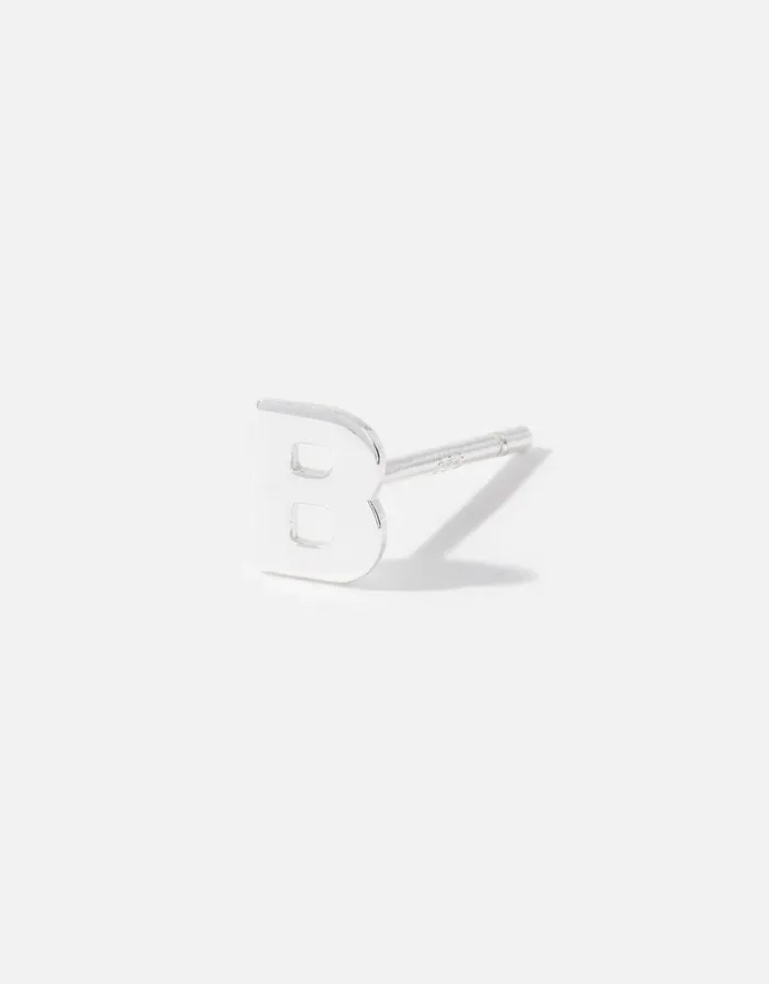 Accessorize Sterling Silver Single Initial Stud Earring Silver St Silver Women Earrings