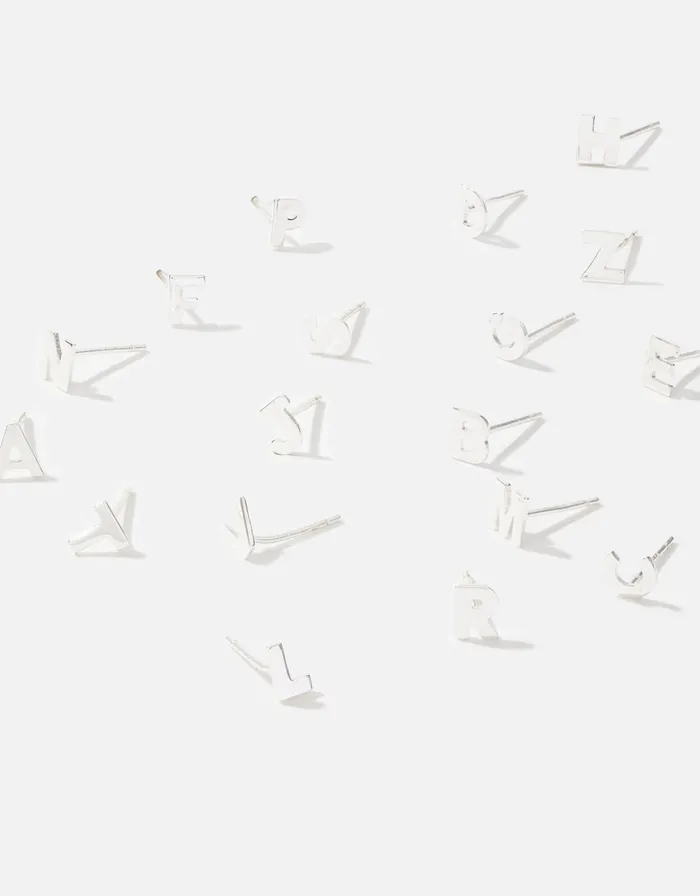 Accessorize Sterling Silver Single Initial Stud Earring Silver St Silver Women Earrings