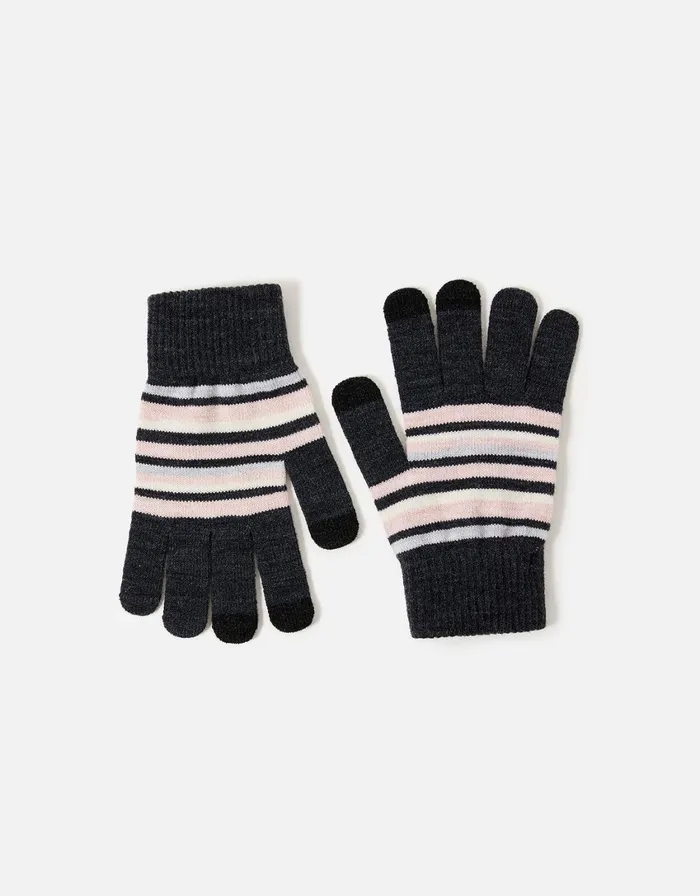 Accessorize Stripe Stretch Touchscreen Gloves Women Gloves
