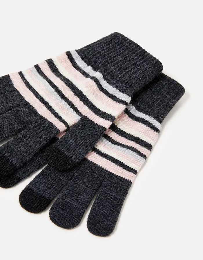 Accessorize Stripe Stretch Touchscreen Gloves Women Gloves