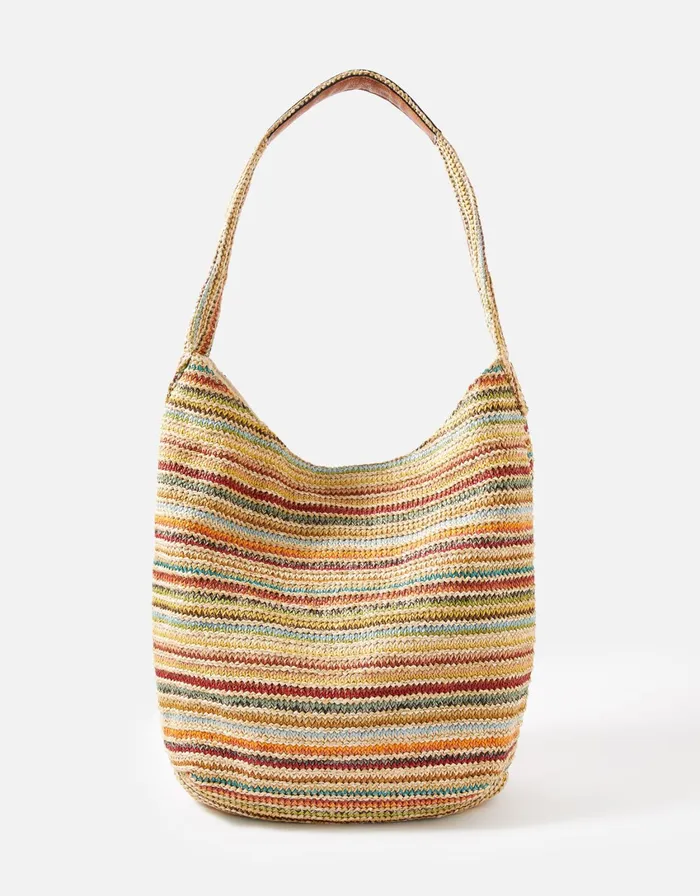 Accessorize Stripe Weave Shoulder Women Beach Bags