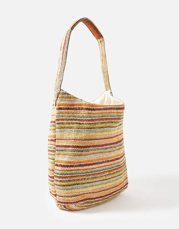 Accessorize Stripe Weave Shoulder Women Beach Bags