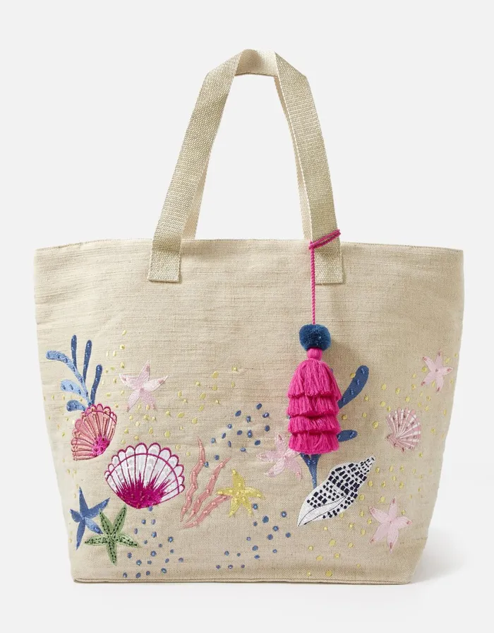 Accessorize Under The Sea Embroidered Tote Women Beach Bags