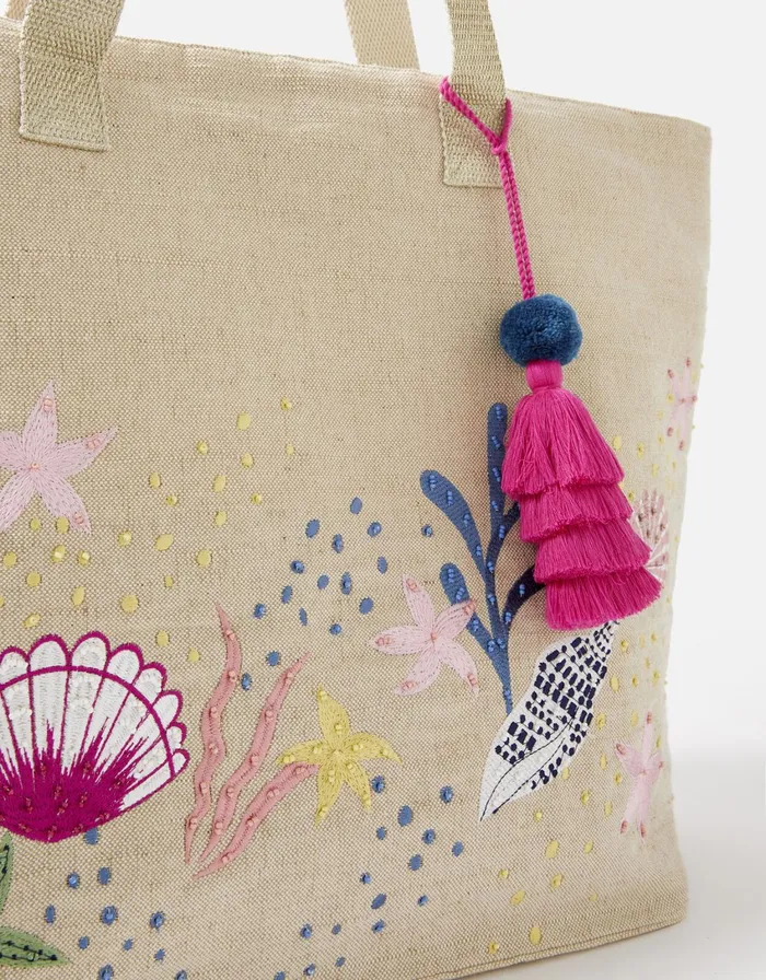 Accessorize Under The Sea Embroidered Tote Women Beach Bags