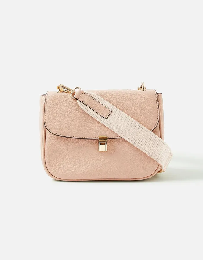 Accessorize Webbing Leather Saddle Bag Nude Nude Women Leather Bags