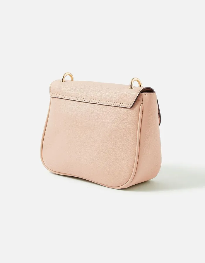 Accessorize Webbing Leather Saddle Bag Nude Nude Women Leather Bags
