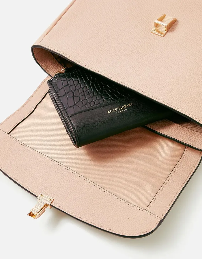 Accessorize Webbing Leather Saddle Bag Nude Nude Women Leather Bags