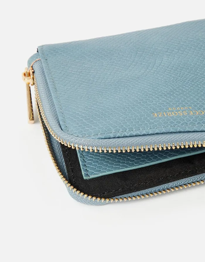Accessorize Zip Around Coin Purse Blue Blue Women Vegan Bags Backpacks and Purses