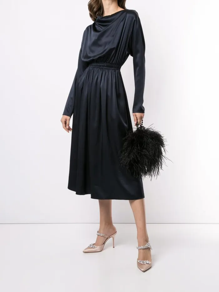 Adam Lippes Dresses and Jumpsuits Cowl Neck Dress In Silk Charmeuse Navy 8211 Women