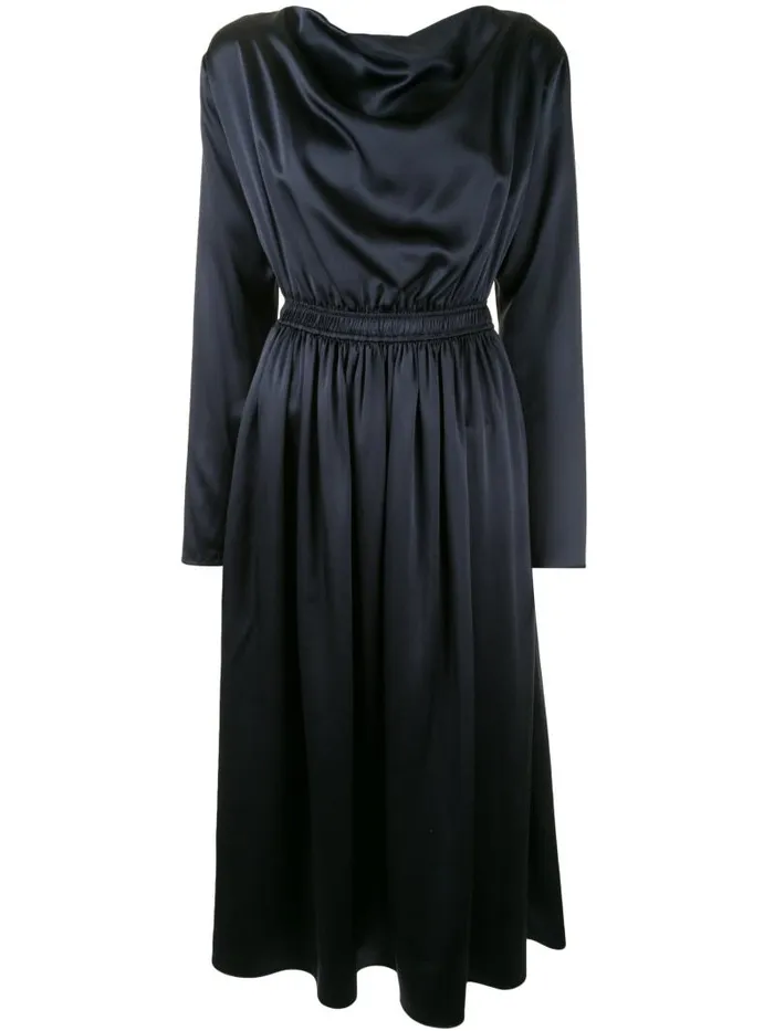 Adam Lippes Dresses and Jumpsuits Cowl Neck Dress In Silk Charmeuse Navy 8211 Women