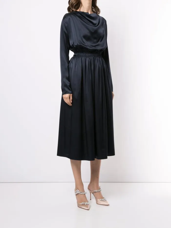 Adam Lippes Dresses and Jumpsuits Cowl Neck Dress In Silk Charmeuse Navy 8211 Women