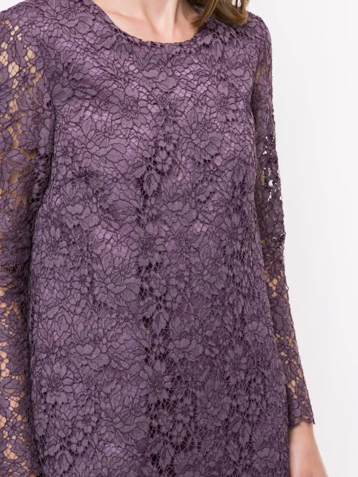 Adam Lippes Dresses and Jumpsuits Long Sleeve Dress With Ruffled Hem In French Corded Lace Amethyst 8211 Women