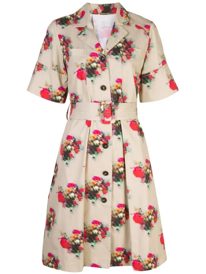 Adam Lippes Dresses and Jumpsuits Shirt Dress In Printed Cotton Twill Khaki Floral 8211 Women