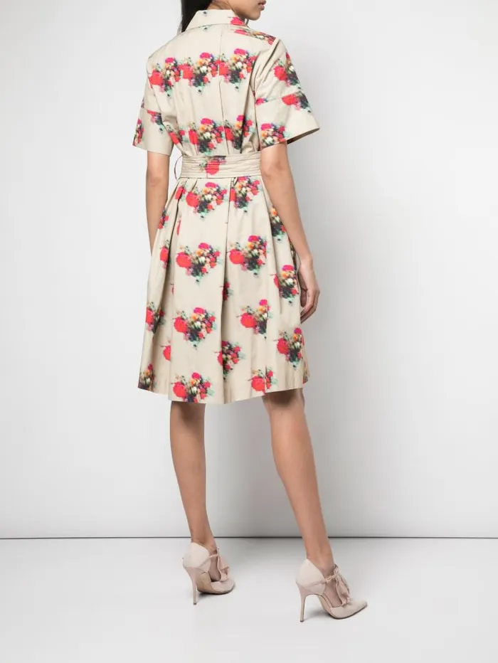 Adam Lippes Dresses and Jumpsuits Shirt Dress In Printed Cotton Twill Khaki Floral 8211 Women