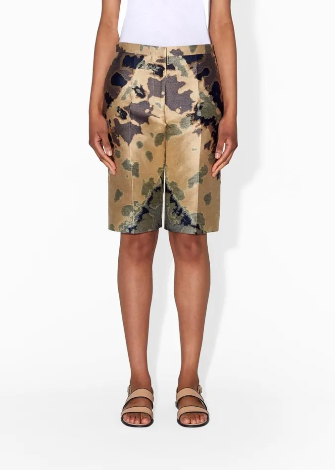 Adam Lippes Pants Bermuda Short In Jacquard Gold Multi 8211 Women