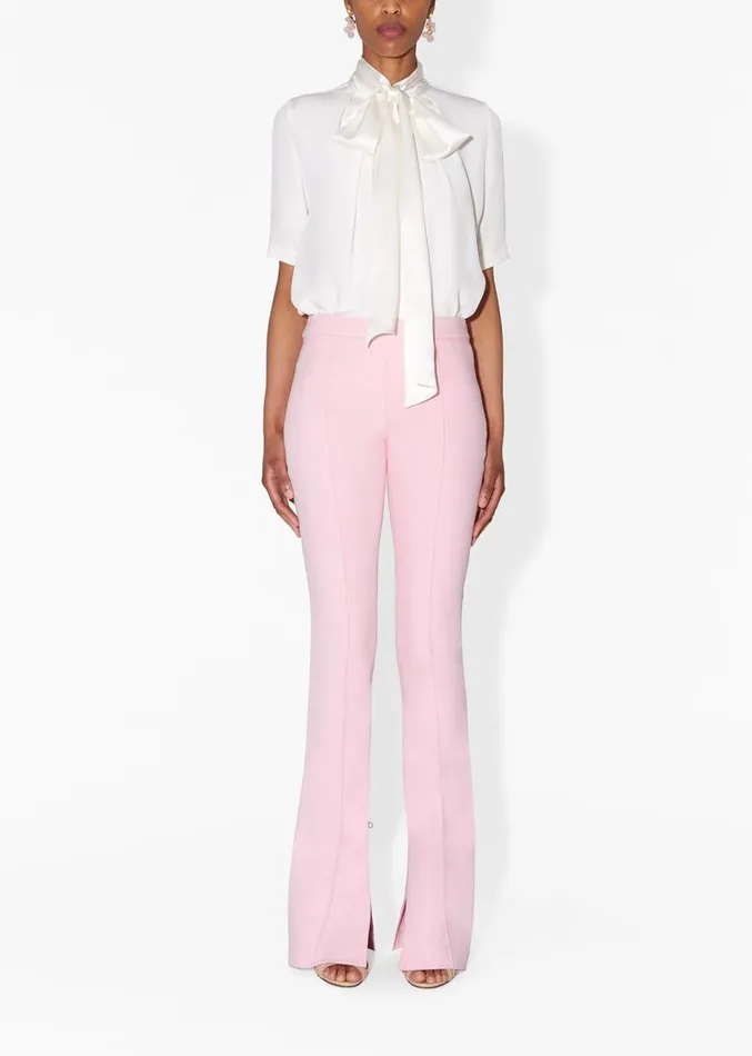 Adam Lippes Pants Flare Pant With Slit In Washed Denim Pink 8211 Women