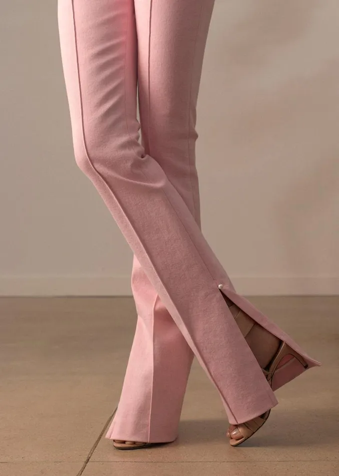 Adam Lippes Pants Flare Pant With Slit In Washed Denim Pink 8211 Women