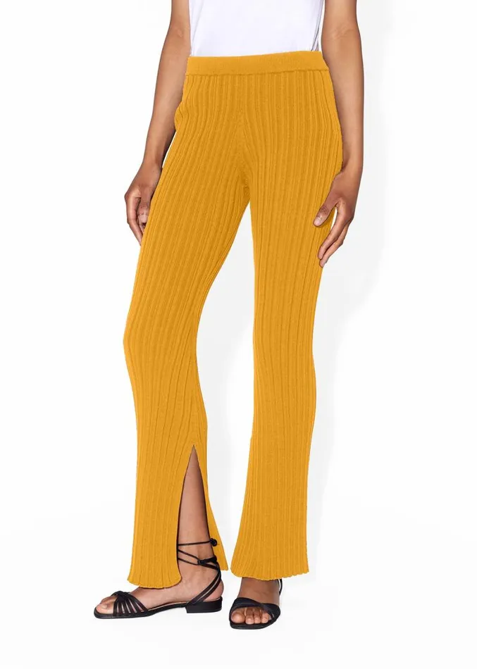 Adam Lippes Pants Knit Flare Pant In Cotton Crepe Tumeric 8211 Women