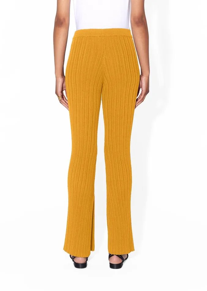 Adam Lippes Pants Knit Flare Pant In Cotton Crepe Tumeric 8211 Women