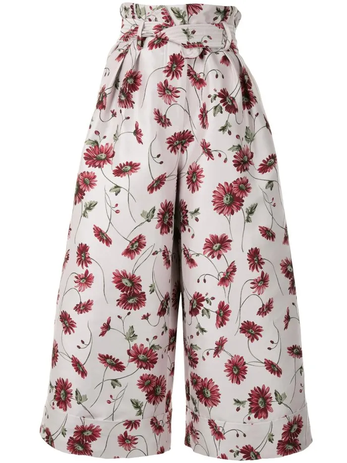 Adam Lippes Pants TieWaist WideLeg Pant In Jacquard White Daisy 8211 Women