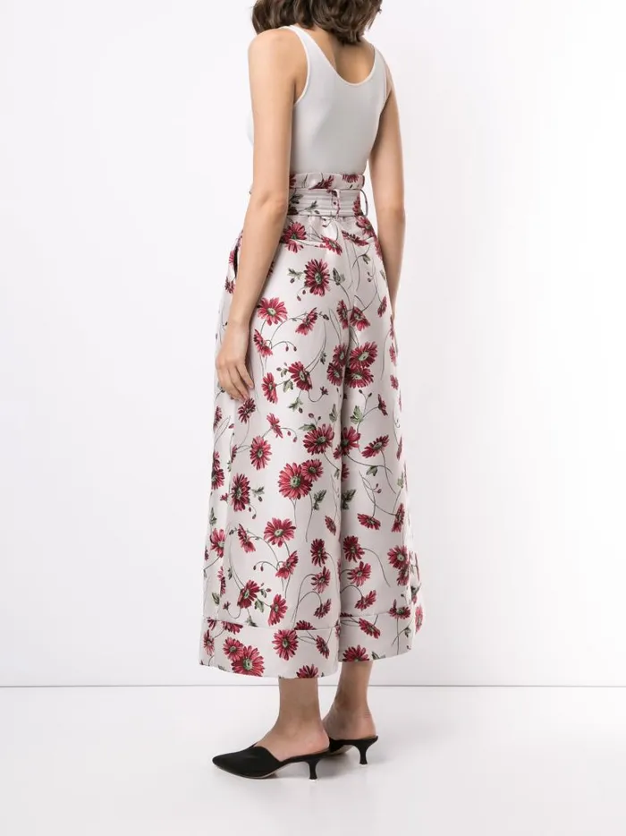 Adam Lippes Pants TieWaist WideLeg Pant In Jacquard White Daisy 8211 Women