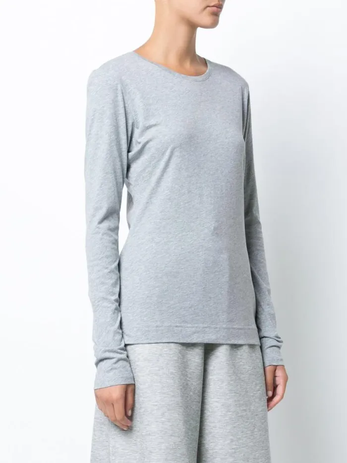 Adam Lippes Pima Cotton TShirts Long Sleeve Crewneck TShirt In Pima Cotton Heather Grey 8211 Women Adam Lippes Pima Cotton TShirts Long Sleeve Crewneck TShirt In Pima Cotton Heather Grey 8211 Women