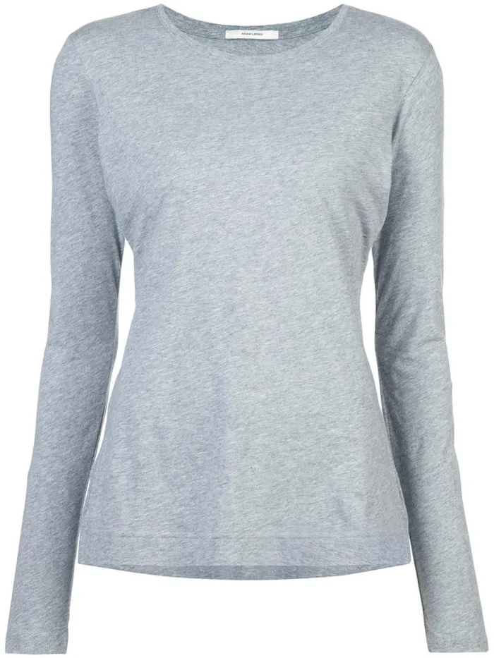 Adam Lippes Pima Cotton TShirts Long Sleeve Crewneck TShirt In Pima Cotton Heather Grey 8211 Women