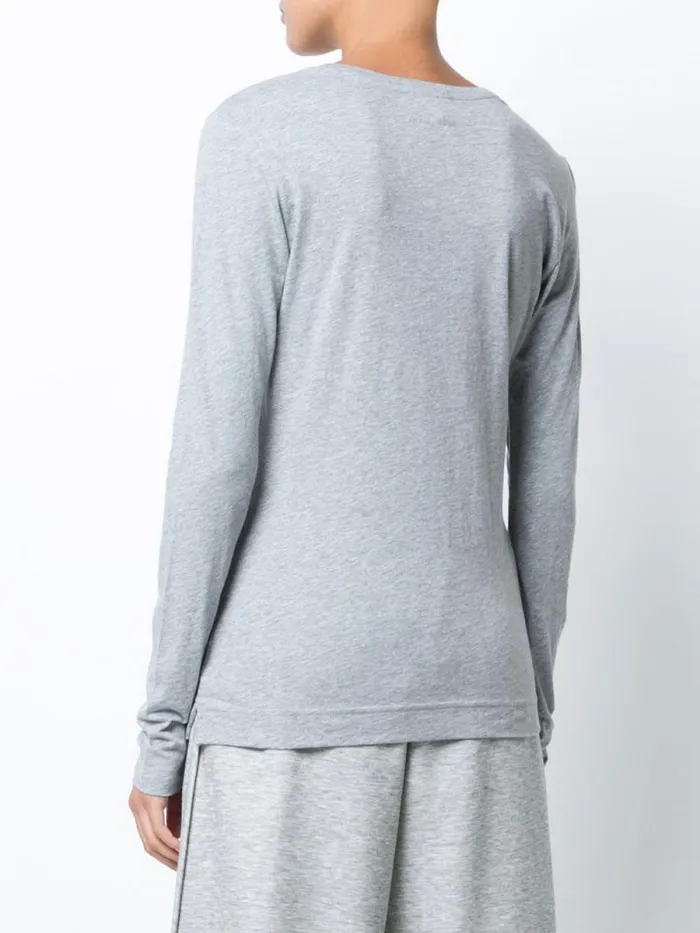 Adam Lippes Pima Cotton TShirts Long Sleeve Crewneck TShirt In Pima Cotton Heather Grey 8211 Women