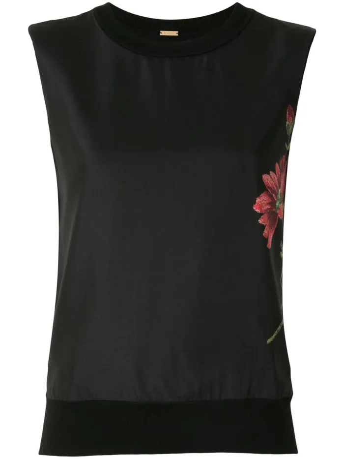 Adam Lippes Sweaters Printed Silk Front Shell In Merino Wool Black 8211 Women