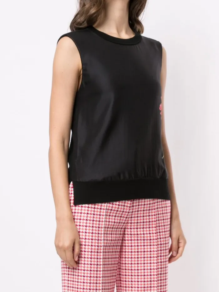 Adam Lippes Sweaters Printed Silk Front Shell In Merino Wool Black 8211 Women