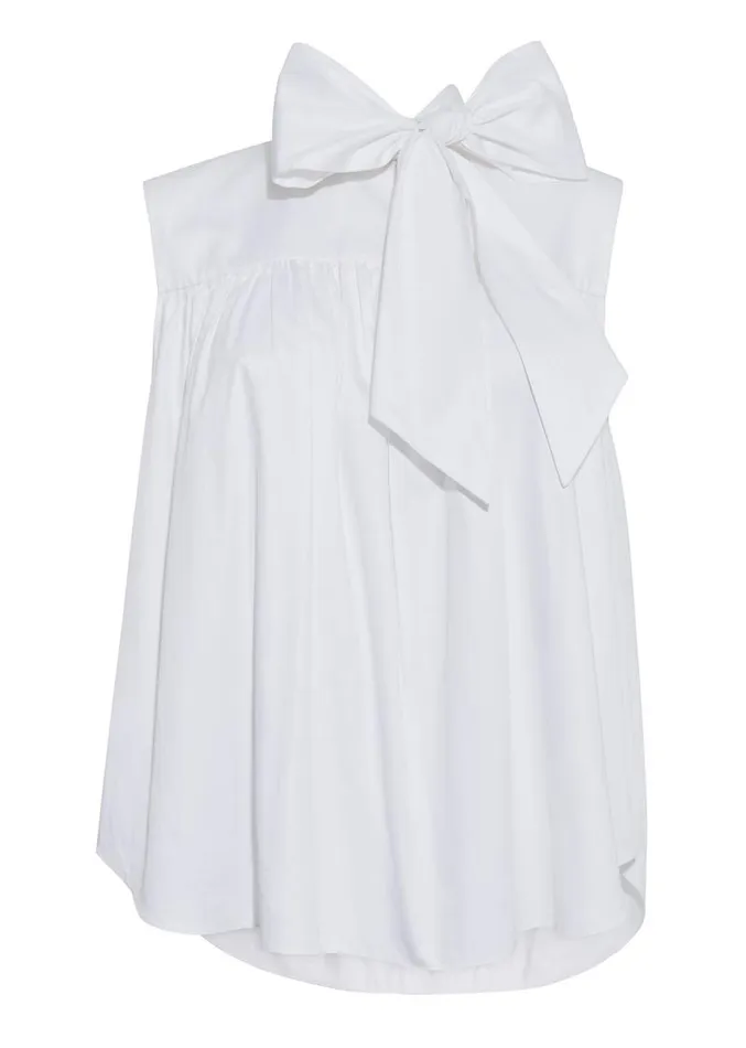 Adam Lippes Tops Bow Top In Cotton Poplin White 8211 Women