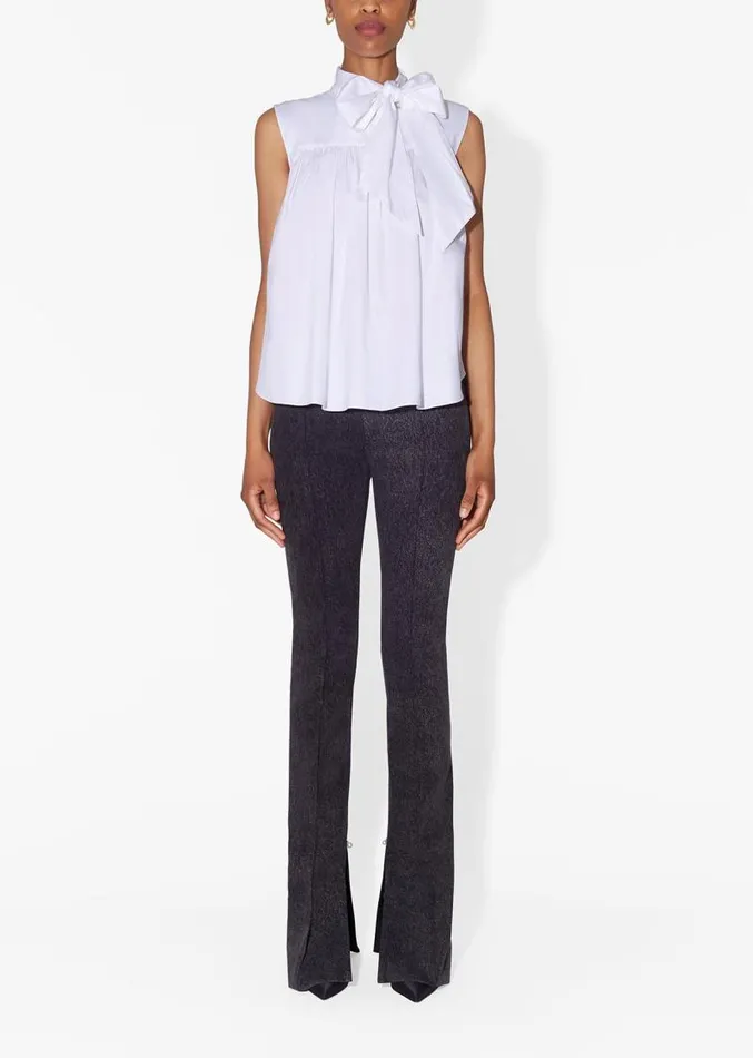 Adam Lippes Tops Bow Top In Cotton Poplin White 8211 Women