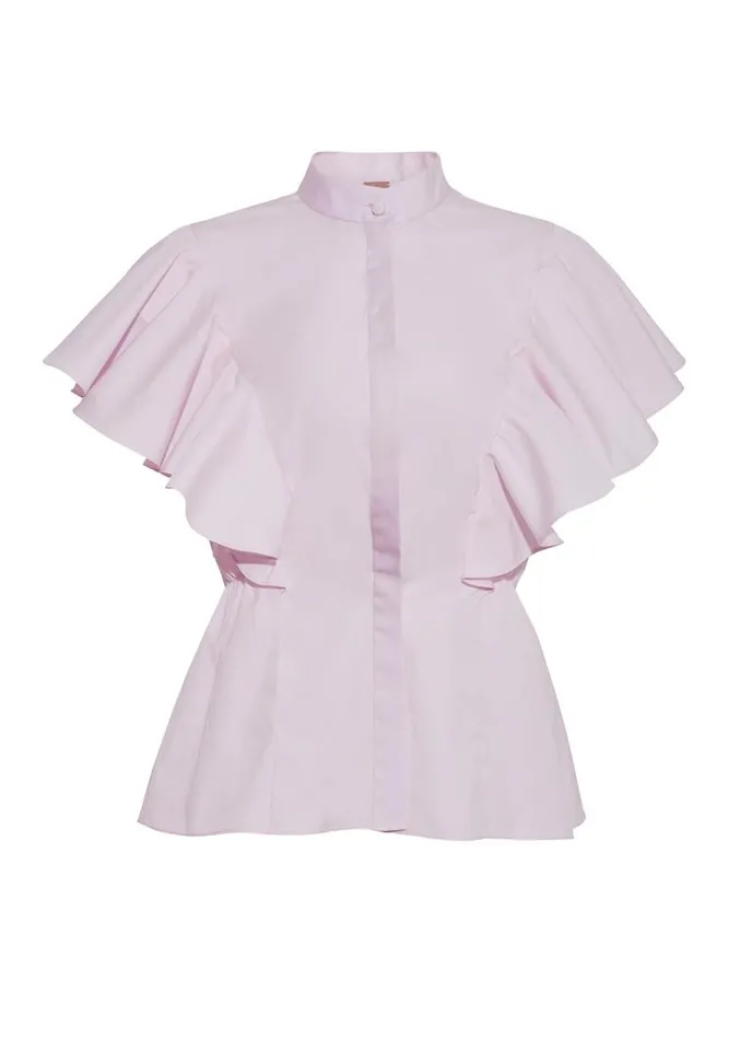 Adam Lippes Tops Ruffle Shell In Cotton Poplin Blush 8211 Women