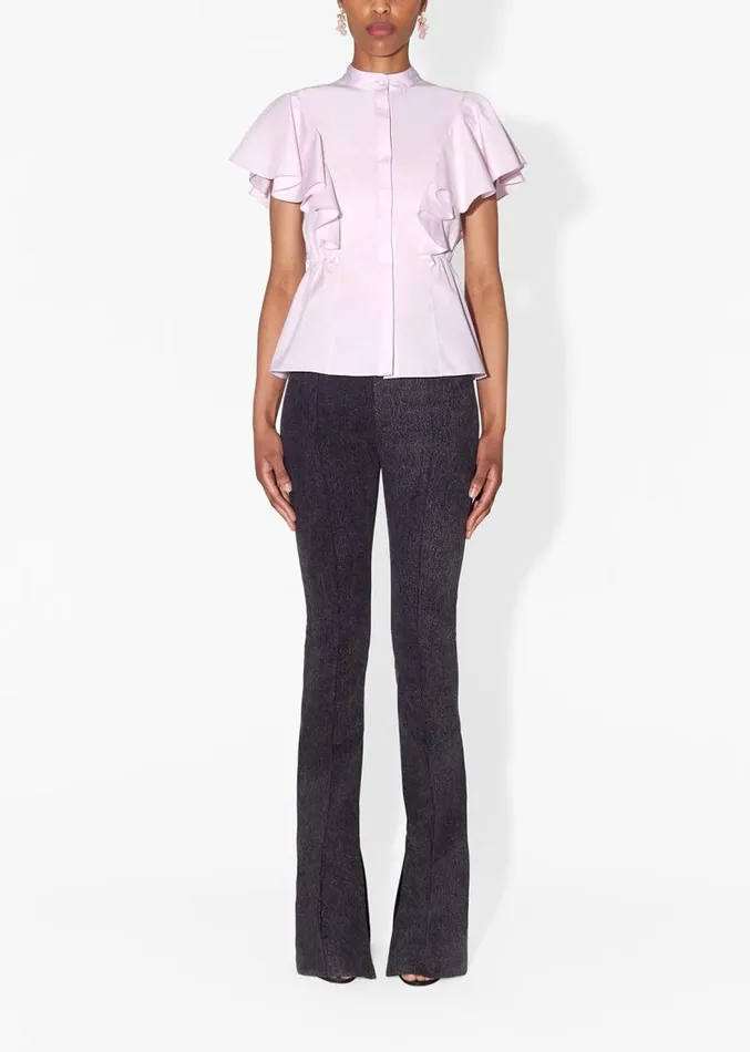 Adam Lippes Tops Ruffle Shell In Cotton Poplin Blush 8211 Women