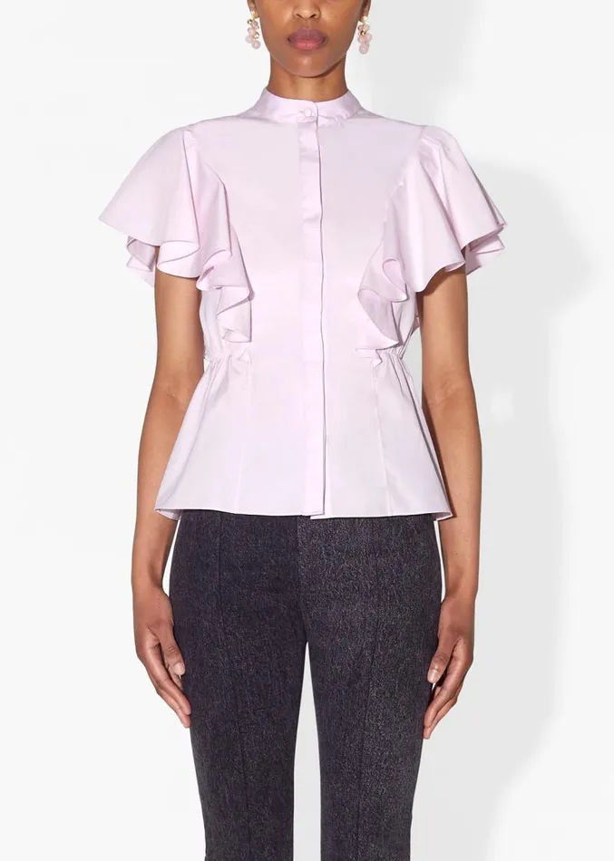 Adam Lippes Tops Ruffle Shell In Cotton Poplin Blush 8211 Women