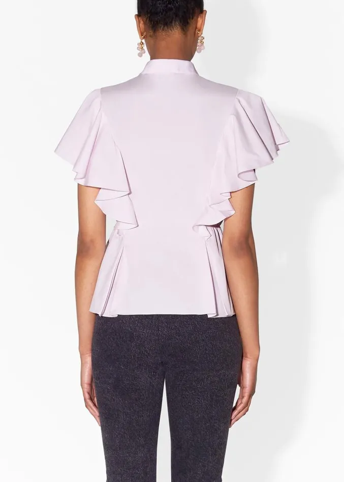 Adam Lippes Tops Ruffle Shell In Cotton Poplin Blush 8211 Women