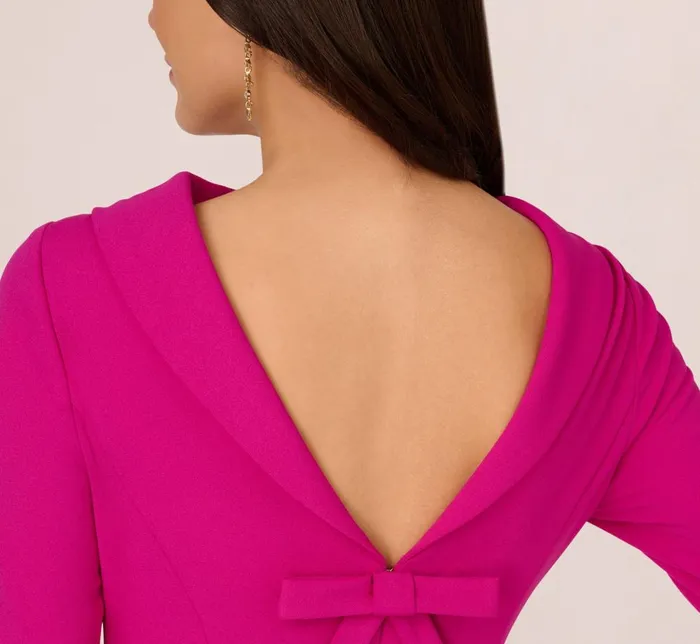 Adrianna Papell Day Dresses Three Quarter Sleeve Crepe Midi Dress With Rolled Neck In Pink Flambe 8211 Women