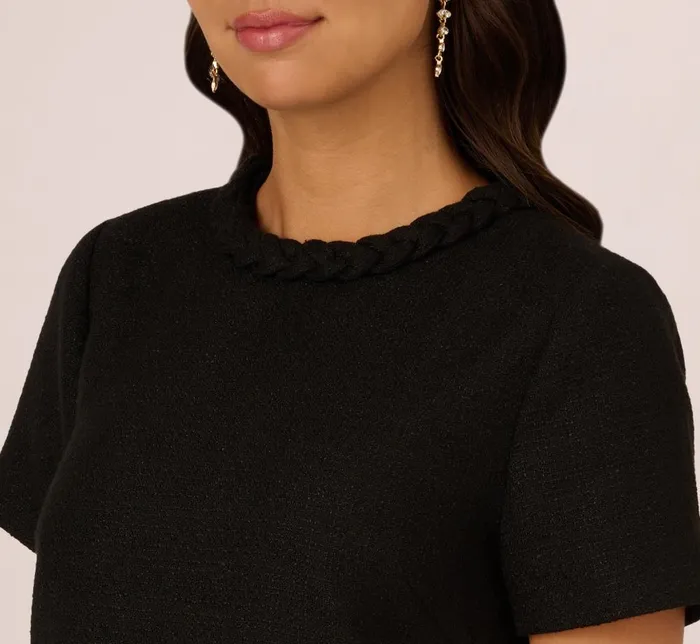 Adrianna Papell Day Dresses Tweed Sheath Dress With Short Sleeves In Black 8211 Women