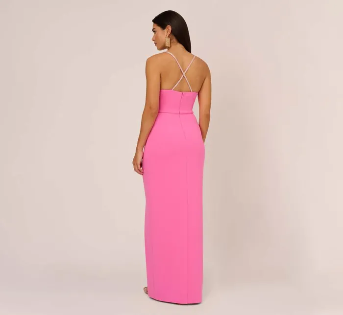 Adrianna Papell Formal Dresses Cowl Neck Column Gown With Draped Details In Pink Parfait 8211 Women