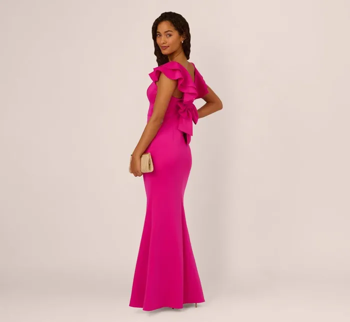 Adrianna Papell Formal Dresses Flutter Sleeve Mermaid Gown In Fuchsia 8211 Women