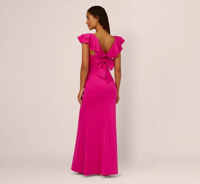Adrianna Papell Formal Dresses Flutter Sleeve Mermaid Gown In Fuchsia 8211 Women