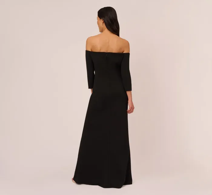 Adrianna Papell Formal Dresses Off The Shoulder Cascading Ruffle Gown In Black 8211 Women