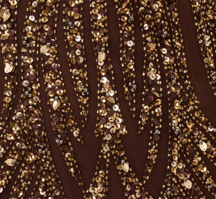 Adrianna Papell Formal Dresses Sleeveless Beaded Mermaid Gown With Square Neckline In Chocolate 8211 Women