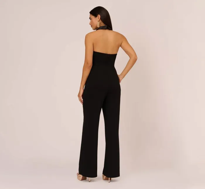 Adrianna Papell Jumpsuits Tuxedo Jumpsuit With Halter Neckline In Black 8211 Women