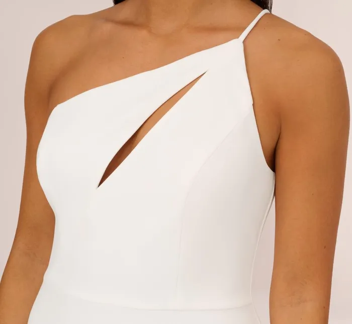 Adrianna Papell PetiteFriendly One Shoulder Crepe Dress With Cutout Neckline In Ivory 8211 Women
