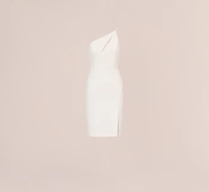 Adrianna Papell PetiteFriendly One Shoulder Crepe Dress With Cutout Neckline In Ivory 8211 Women